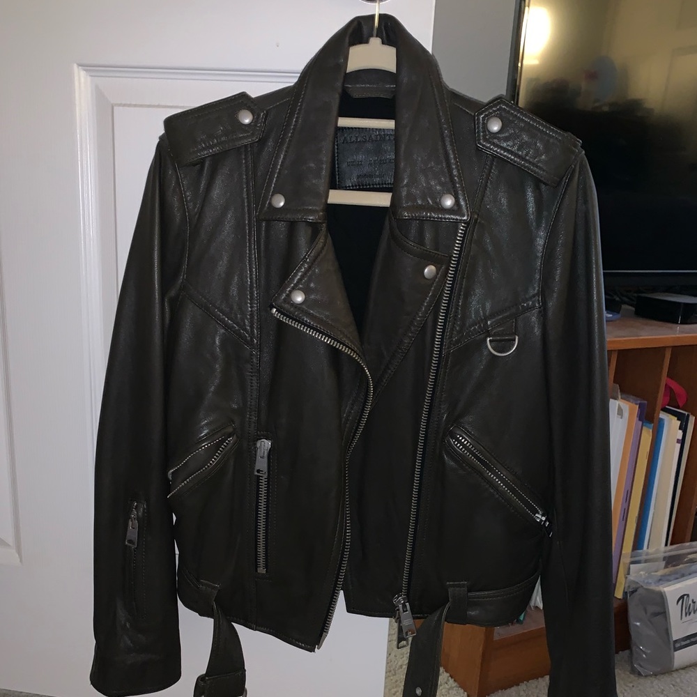 All Saints Gidley leather jacket women size US 8